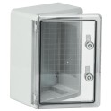 Armario estanco termoplástico 250x350x150mm IP65, IK10, protección UV, puerta lisa (transparente)