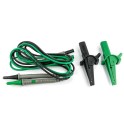 Juego cables verde/negro con puntas+2 cocodrilos