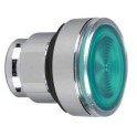 Cabeza pulsador luminoso lente ranurada verde LED