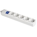 Base 5 tomas bipolar 16A 250V blanco con obturador+interruptor