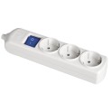 Base múltiple de 3 tomas bipolar 16A 250V blanco con obturador+interruptor