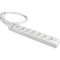 Prolongador con 6 tomas 2P+T 16A 250V con interruptor luminoso 1.5m de cable H05VV-F 3G1,5mm² con protector de sobretensión