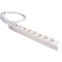 Prolongador con 6 tomas 2P+T 16A 250Vcon interruptor luminoso 1,5m de cable H05VV-F 3G1,5mm² con protección de sobretensiones