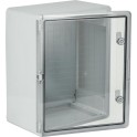 Armario estanco termoplástico 400x500x240mm, IP65, IK10, protección UV, puerta lisa (transparente)