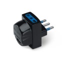 Adaptador BLUELINE USB + 2 toma 2P+T 16A negro