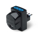 Adaptador BLUELINE USB + 2 toma 2P+T 10A negro