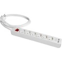 Prolongador con 6 bases 2P+T 16A 250V + 2 tomas USB 2,1A 5V DC