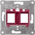 Placa soporte serie Delta para 2 conectores informática rojo