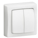 Interruptor doble / conmutador / pulsador OTEO 10A monobloc blanco