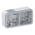 Caja superficie horizontal plexo 2 posiciones gris