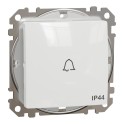 Pulsador IP44 10A símbolo timbre blanco