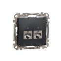 Toma doble RJ45 conector CAT6A STP antracita