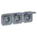 Base de corriente precableada Plexo IP55, 3x2P+T, horizontal-modular, gris