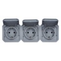 Base de corriente precableada Plexo IP55, 3x2P+T, horizontal-modular, gris