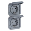 Base de corriente precableada Plexo IP55, 2x2P+T, vertical-modular, gris