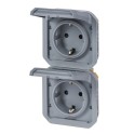 Base de corriente precableada Plexo IP55, 2x2P+T, vertical-modular, gris