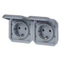 Base de corriente precableada Plexo IP55, 2x2P+T, horizontal-modular, gris