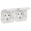 Base de corriente precableada Plexo IP55, 2x2P+T, horizontal-modular, blanco