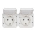 Base de corriente precableada Plexo IP55, 2x2P+T, horizontal-modular, blanco