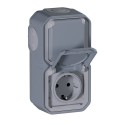 Base de corriente monobloc Plexo IP55, 16A, 2x2P+T, instalación en superficie vertical, gris