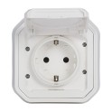 Base de corriente monobloc empotrar Plexo IP55, 16A, 2P+T, embornamiento con tornillos, blanco