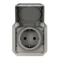 Base de corriente modular Plexo IP55, 2P+T, embornamiento con tornillos, gris