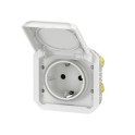 Base de corriente modular Plexo IP55, 2P+T, embornamiento automático, blanco