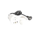 Cargador inalámbrico Incara Disq80 1 toma 2P+T rasante empotrada + 1 cargador USB A+C de 15W+ 1 salida de cable cable 2m blanc