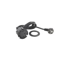 Cargador inalámbrico Incara Disq60 1 toma rasante 2P+T empotrada en mobiliario con recorte de 60mm cable de 2m acabado negro