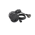 Cargador inalámbrico Incara Disq80 1 toma 2P+T rasante empotrada + 1 cargador USB A+C de 15W+ 1 salida de cable cable 2m negro