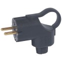 Clavija 2P+T 16A IP20 con anillo tirador, salida lateral, material caucho de gran resistencia