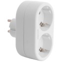 Adaptador bipolar 2 tomas TT laterales 16A 3680W blanco