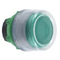 Cabeza pulsador luminoso XB5 verde con capuchón transparente LED gris