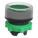 Cabeza pulsador luminoso XB5 verde con capuchón transparente LED gris