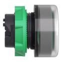 Cabeza pulsador luminoso XB5 verde con capuchón transparente LED gris