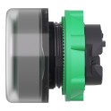 Cabeza pulsador luminoso XB5 verde con capuchón transparente LED gris