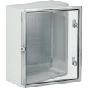 Armario estanco termoplástico 400x500x180mm IP65, IK10, protección UV, puerta lisa (transparente)