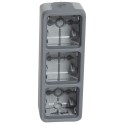 Caja superficie vertical 3 posiciones plexo gris