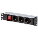 Regleta PDU 3 tomas schuko para minirack MRP3608